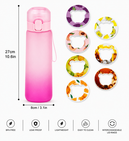 1Pc 650Ml Flavored Water Bottle with Random 1 Flavour Pods Air Water Bottle Frosted Black Air Camping Sport Fitness Cup